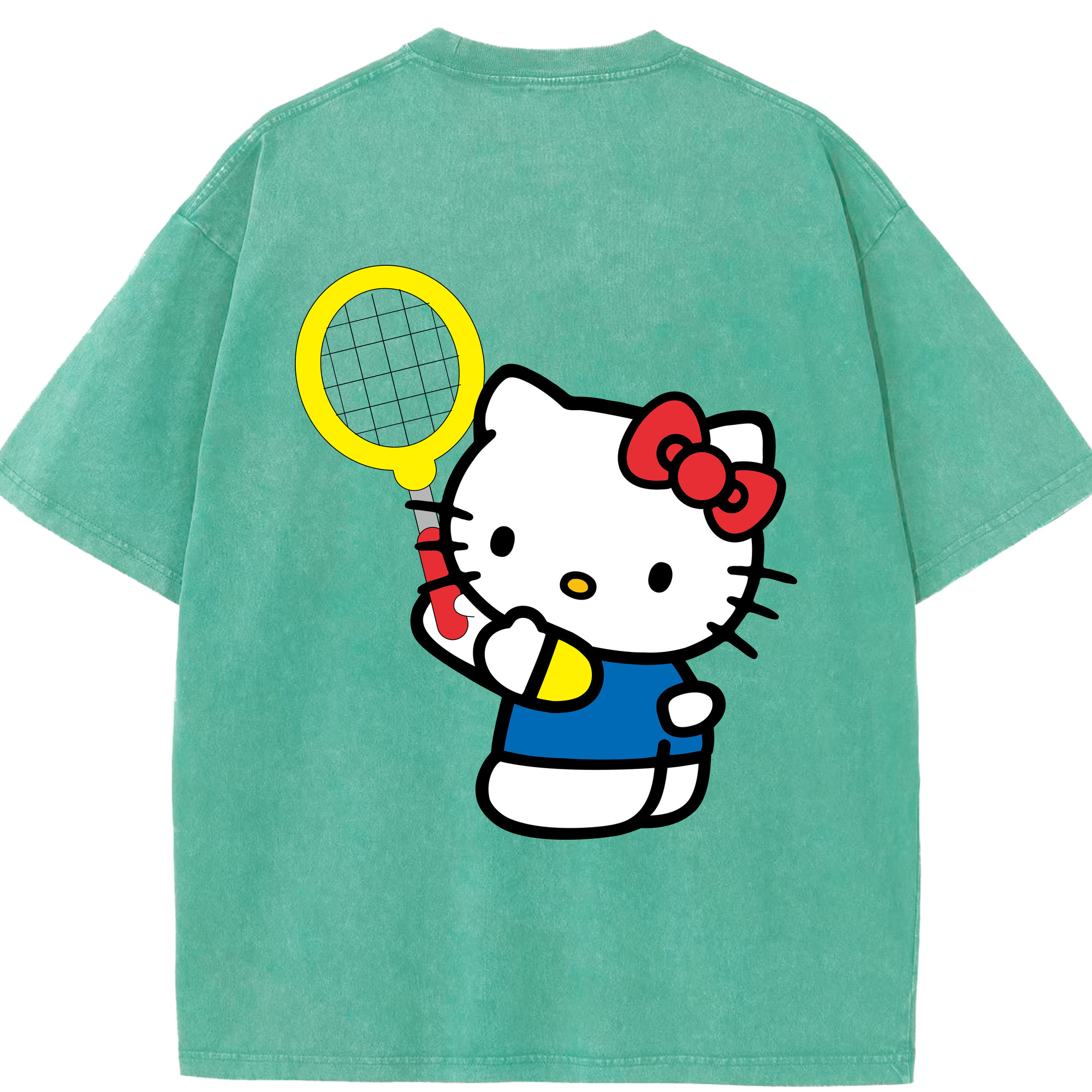 （画像用） Hello Kitty ハローキティ 綿100% ヴィンテージ風 半袖Tシャツ（背面プリント）